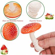 Realistic Mushroom Model Decoration Set, Children's Educational Toy, Early Learning Cognitive Science Teaching Sand Table Landscape Ornament, Red And Brown Mushroom Party Props - Multicolor - View 5