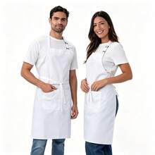 2 Packs Aprons With Pockets For Women Men Adjustable Bib Chef Apron For Kitchen Cooking BBQ Restaurant - White - View 3