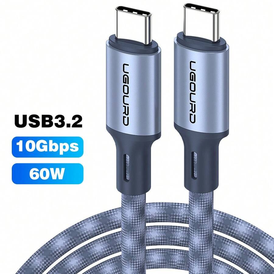 UGOURD USB3.2 Gen2 Type‑C To Type‑C Cable, PD 60W Fast Charging, Light Blue Gradient, 10Gbps Data Transfer For Phone, Tablet, Laptop, Power Bank, Car Travel - Light Blue Gradient - View 1