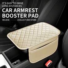 Universal PU Leather Car Armrest Cover With Side Storage Pocket, Multi-Function Car Interior Mat, Car Armrest Box Organizer Bag, Vehicle Storage Solution, Modern Car Accessory, Practical Design, Car Decoration, All Season Use - Multi-color Diamond Pattern - View 10