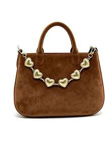 1pc Vintage Heart Arrow Coin Tassel Bag Chain, Silver Boho Style Purse Decor Chain, Detachable Clasp Shoulder Bag Accessory Charm - Multicolor - View 7