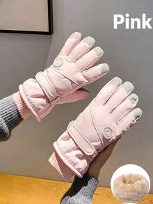 Ueasy 2pcs Unisex Winter Ski Gloves, Windproof Waterproof Touchscreen Warm Snowboard Gloves, Non-Slip Adjustable Cuff Fleece Lining Snow Gloves, Suitable For Cycling Running Outdoor Sports - Multicolor - View 14