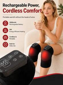 1pc/2pcs New USB Wireless Heating Knee Heating Therapy Device, Knee Joint Self-Heating Therapy Massager, Electric Heating Knee Massager, Shoulder And Elbow Massager, LCD Temperature Control Hot Compress Knee Massager - Multicolor - View 6
