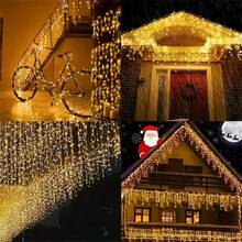 Battery Box Curtain Icicle Lights Christmas Lights Outdoor Eaves Decor String Lights For Halloween Wedding Party Holiday Decorations Autumn Home Decor - Battery-operated Icicle Lights - View 8