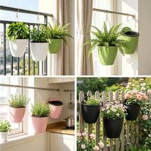 New Automatic Water-Absorbing Slouchy Planter, Creative Hydroponic Wall-Mounted Round Resin Pothos Plastic Flower Pot - Self-watering Planter - View 4