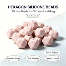 24/100Pcs Morandi Color Palette Faceted Hexagon Silicone Beads, Polygonal Beads For DIY Jewelry & Bead Pen Making - Morandi Color Scheme - View 9