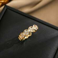 1pc Adjustable Circle Ring For Women, Light Luxury Niche Design, Exquisite Finger Ring, Ins Fashion Versatile Hand Accessory - Gold a - View 8