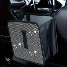 1pc Foldable Rhinestone Car Trash Can, Hanging Car Trash Bin, Suitable For Headrest/Gear Shift Lever And Other Positions, Multi-Purpose Car Trash Can, Can Be Used As Car Storage Box, Suitable For SUV/Truck - A - View 9