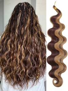 24 Inch Body Wave Braiding Hair Brown Black Curly Crochet Hair Bundles Great For Braids Bora Bora Braids Soft Thick Synthetic Body Wave Hair Extension For Women Boho Box Braids For Goddess Daily Use - Multicolor - View 28
