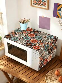 1pc Boho Microwave Dust Cover With Retro Geometric Pattern,Bohemia Polyester Microwave/Oven/Stovetop Cover,85*35cm Microwave Appliance Cover,Kitchen Dust-Proof Protector,Bohemian Table Decor,Holiday Party Decoration,Kitchen Dining Home Decor - Multicolor - View 6