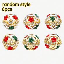 3/6PCS Gorgeous Christmas Golden Beads Fashion Acrylic Flower Round Focal Beads For Jewelry Making DIY Necklace Keychains Various Jewelry Accessories - Multicolor - View 10