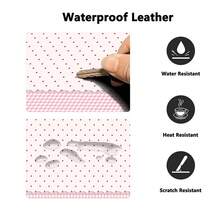 Cute Pink Check & Polka Dots Pattern PU Leather Large Desk Mouse Pad, Waterproof Anti‑Dirt Non‑Slip Keyboard Desk Mat, Smooth Desktop Protector Decor For Home Office Work Study Gaming, Aesthetic Lace Design Large Size Desk Pad For Daily Desktop Use - View 3