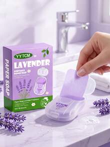 YYTCM Lavender Scented Portable Soap Sheets 50pcs With Flip Lid Storage Box Disposable Hand Soap Paper Thin Lightweight Cleaning Soap Sheets Gentle Foaming Easy To Rinse For Outdoor Travel Student Office - Lavender - View 3