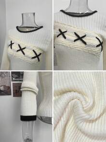 Korean Style Vintage Design Slim Fit Flattering Inner Layer Sweater Women's Autumn Casual Knit Base Top - Apricot - View 8