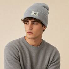 1pc Men's Letter Decor Knitted Beanie Hat, Hip Hop Style, Suitable For Outdoor Travel, Skiing - Letter - View 7