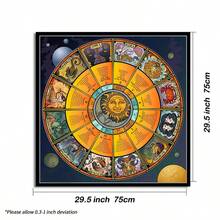 1pc Zodiac Wheel Tarot Cloth, 12 Constellations Sun Moon Astrology Altar Cloth, Celestial Horoscope Divination Reading Mat Spiritual Witchy Table Tapestry - Multicolor - View 6