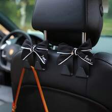 2pcs Car Fashion Cute Bow Seat Back Hooks, Car Interior Storage Hooks - A - View 1