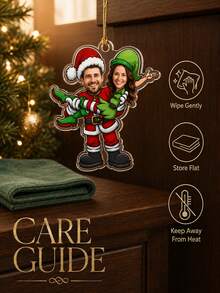 1pc Personalized Couple Christmas Ornament, Fun Custom Face Photo Ball, Acrylic Santa Claus Elf Holiday Keepsake, Couple Gift, Christmas Tree Decoration, Christmas Gift - Multicolor - View 9