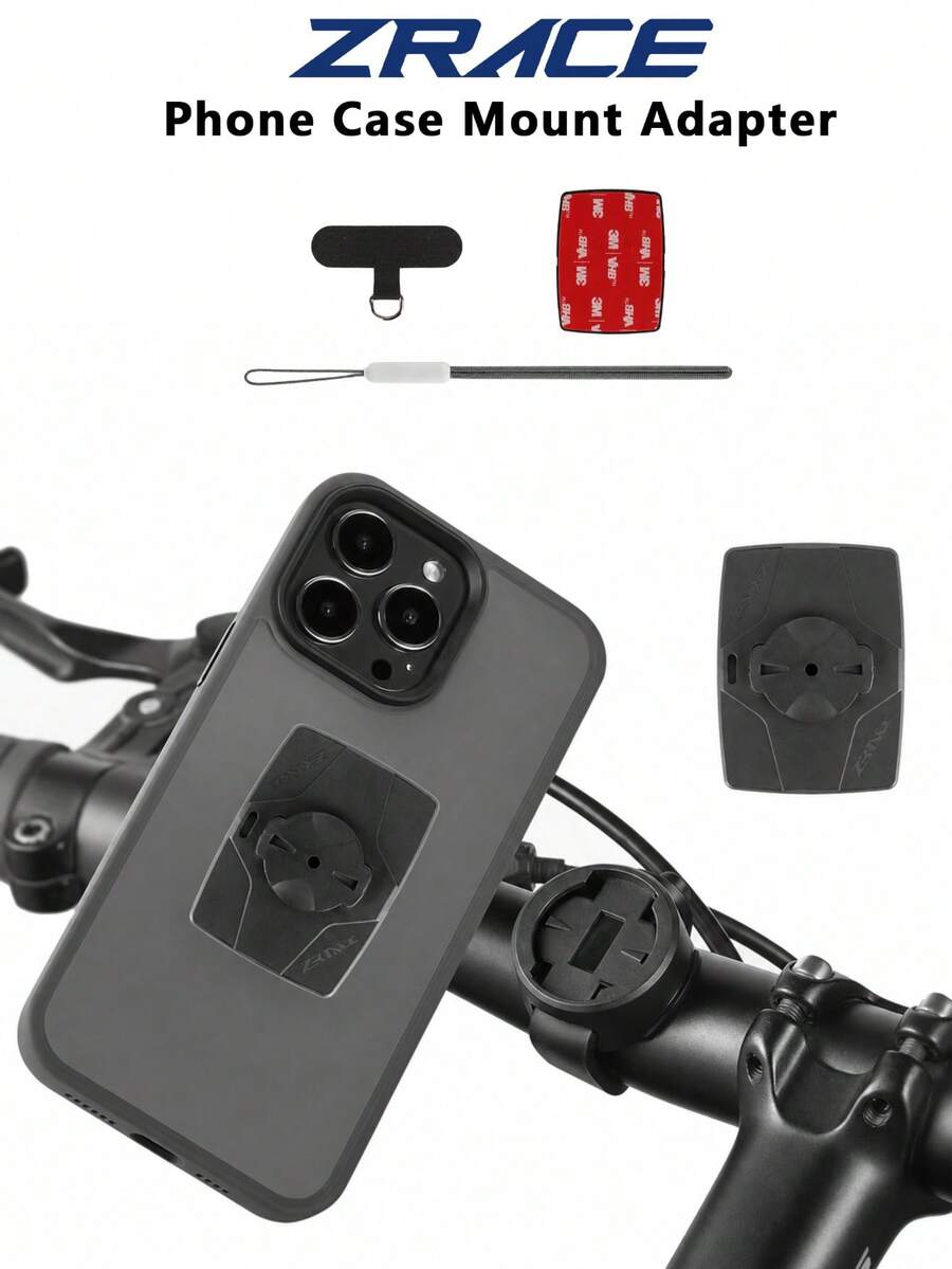 ZRACE Bike Phone Mount With Adapter – 3M Adhesive Stick-On Holder For Mountain & Road Bicycle GPS Computers - Black - View 1
