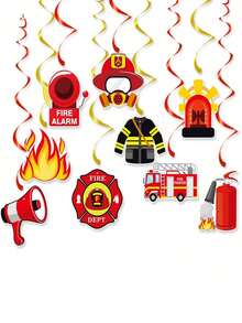 Firefighter Birthday Door Banner, Fire Truck Theme Paper Decor For Party Home Wall - Multicolor - View 1
