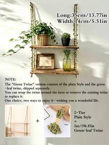 Bohemian Style 3-Tier Wall Shelf, Suitable For Displaying Indoor Plants, Books And Home Decor - Multicolor - View 12