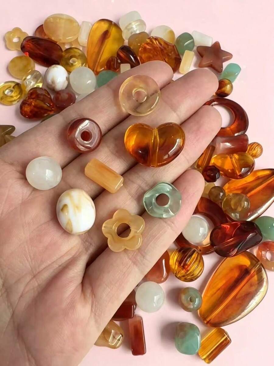30g/Pack Assorted Amber Bohemian Fresh Style Mixed Loose Beads For DIY Handmade Jewelry Making Bracelets Necklaces Beaded Accessories - Multicolor - View 1
