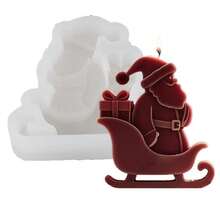 1PC Santa Claus Sleigh Aromatherapy Candle Silicone Mold, Christmas Santa On Sleigh Shape DIY Handmade Candle Plaster Ornament Mold, Holiday Craft Easy Release Silicone Mold - Santa Claus - View 9