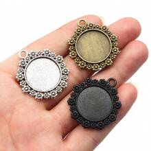 5pcs 20mm Inner Size Flower Style Pendant Cabochons Blank Base Setting Bezel Tray DIY Jewelry Making Accessories Findings - Flower - View 2