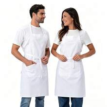 2 Packs Aprons With Pockets For Women Men Adjustable Bib Chef Apron For Kitchen Cooking BBQ Restaurant - White - View 6