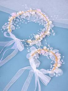 粉色花卉套組－婚禮、單身派對、新娘髮飾、髮花、女士髮箍、婚禮裝飾、婚禮寬邊帽 - 粉色 - 查看 8