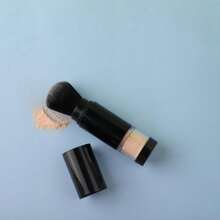 New Portable Replaceable Powder Brush, Reusable Makeup Tool, Retractable Makeup Brush, Portable And Hygienic, Replaceable Sunscreen Powder/Blush Brush, Daily Makeup Travel Body Brush, SPF Powder Dispenser, Cosmetics - Black - View 6