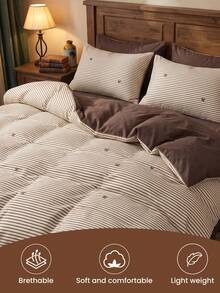 2/3pcs Brown Bow Pattern Duvet Cover Set, Bedding Set, Comfortable & Breathable, Anti-Pilling, Machine Washable, Room Decor, Bedroom Decor, Dorm, All Season, Suitable For Twin/Full/Queen/King Bed, Autumn Home Decor, Duvet Insert Not Included - Multicolor - View 5
