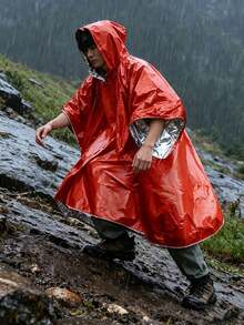 1pc Emergency Heat Reflective Rain Poncho, Outdoor Hiking Gear - Multicolor - View 5