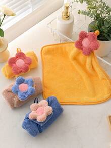1pc/4pcs/8pcs Approx. 13.4*13.4 Inch Cute 3D Fruit Star Decorative Hanging Towel, Soft Coral Fleece Absorbent Kitchen Bathroom Wiping Cloth, Kids Favorite Towel, Quick Dry Soft Fluffy - Multicolor - View 6