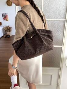 Fashionable Leopard Print Shoulder Bag, Strap Design, Suitable For Women Shopping, Dating, Gifts And Daily Use - Coffee Brown - View 4