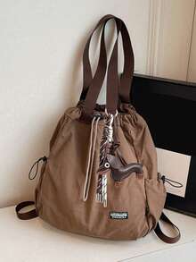 Solid Color Minimalist Large Capacity Portable Women's Bag, Versatile Style Suitable For Daily Commute, Travel, Shopping - Coffee Brown - View 9