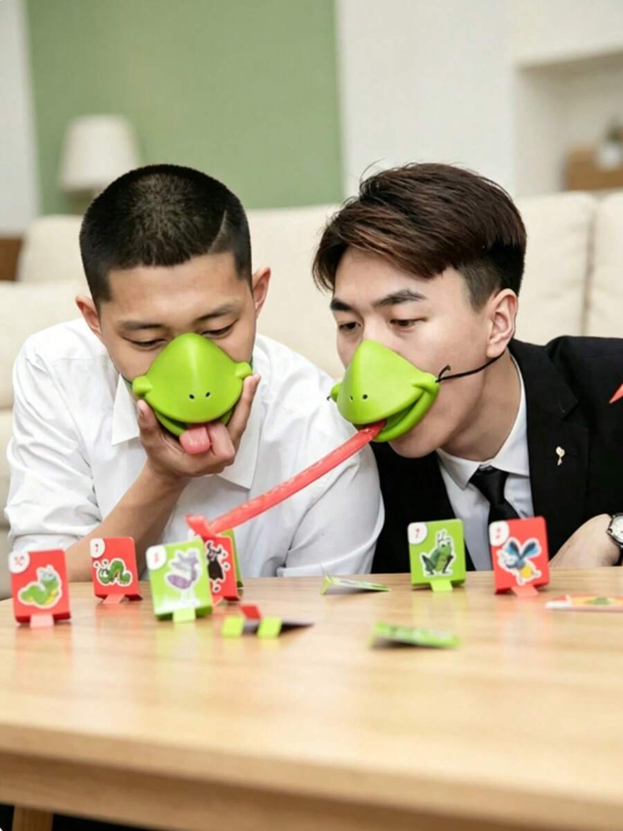 1pc Chameleon Frog Tongue Catching Worm Game, Fun Family Board Game, Interactive Desktop Party Game, Suitable For Adult Competitive Tongue-Blowing Mask, Adult Interactive Competitive Battle Game, Birthday Gift, Holiday Gift, Halloween Gift, Christmas Gift, Party Gift, Small Gift