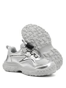 Children's Casual Sports Shoes Multi-Color Options Unisex Kids Athletic Shoes Mesh Breathable EVA Soft Lightweight Sole All Season Wear - Silver - View 3