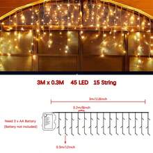 Battery Box Curtain Icicle Lights Christmas Lights Outdoor Eaves Decor String Lights For Halloween Wedding Party Holiday Decorations Autumn Home Decor - Battery-operated Icicle Lights - View 19