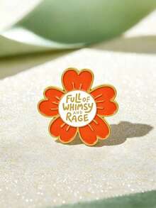 1pc Cartoon Flower Brooch With Distinctive Text Design, Eye-Catching, Exquisite & Durable Decorative Pin For Clothes, Scarves, Hats, Creative Gift For Friends And Classmates, Affordable Thoughtful Accessory - Multicolor - View 3