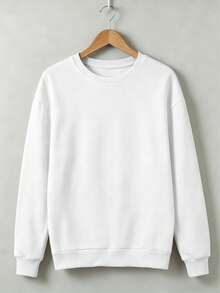 Plus Size Women's Autumn Daily If I'm Too Much Go Find Less Graphic Crew Neck Long Sleeves Casual White Sweatshirt - White - View 4