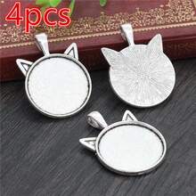 4Pcs 25mm Inner Size Cat Head Shape Alloy Pendant Cabochons Blank Base Setting Bezel Tray DIY Jewelry Making Accessories - Cat Head - View 10