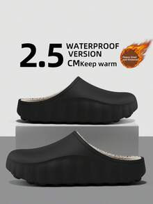 Sandal Rumah Pria MAOLI EVA Shell Warna Polos Lembut Ringan Elastis Cocok Untuk Olahraga Luar Ruangan Pakaian Kasual Cocok Untuk Penggunaan di Rumah Desain Berlubang Sol Bergelombang Unisex Ujung Bulat Sandal Selop Setengah Tertutup CN36-45 - Hitam - View 2