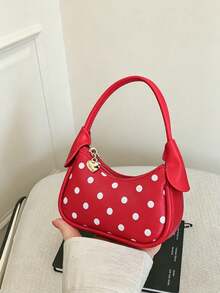 XD Mini Compact Girls Polka Dot Underarm Bag, Cute Crescent Moon With Star Pattern Mini Handbag, Vintage Polka Dot Style, Suitable For Storing Children's Small Items, Underarm And Handheld Dual Modes, Perfect Gift For Valentine's Day And Halloween For Kids - Multicolor - View 14