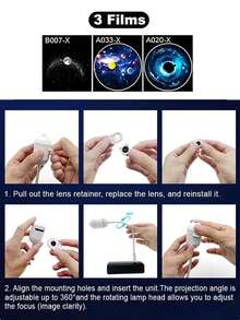2-In-1 Car USB Starry Galaxy Light, High Definition 360° Rotating Starry Light, Adjustable Brightness Touch Night Light, Romantic Decorative Light, Suitable For Car Interior, Home, Bedroom Ceiling And Wall - A - View 10