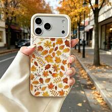1pc TPU Material Colorful Autumn Leaf Pattern Phone Case Suitable For IPhone 17 Pro Max/17/16 Pro Max/15/13/12/11/ S20 FE/A15/S24/A55/ Note 11/Note 12/Note 13 Pro Full Coverage Anti-Drop Soft Shell Phone Protective Cover - White - View 1