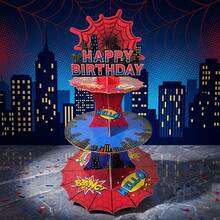 Disney 1pc Spider-Man Desktop Cake Stand, Creative 3-Tier Paper Rack, Suitable For Party Birthday Gathering Decoration Display, Perfect Party Gift, Fan Holiday Gift - Multicolor - View 1