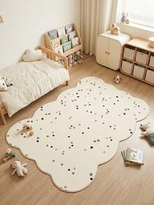 1PC Rice Base Colorful Polka Dot & Scattered Pattern Modern Minimalist Playful Area Rug, Fresh Cute Style Faux Cashmere Asymmetrical Wavy Edge Rectangular Full Coverage Green Brown Blue Red Color Dots & Wave Border Details Machine Washable Carpet, Suitable For Living Room Bedroom Balcony, All Season Home Decor - Multicolor - View 5