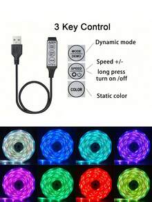 Strip Lampu Latar TV RGB Bertenaga USB 1m/3m/4m/10m, Lampu Ambient Berubah Warna, Cocok untuk TV, Monitor Komputer, Dekorasi Home Theater, Kamar, Ruang Tamu, dan Dekorasi Kabinet. - MultiWarna - View 7