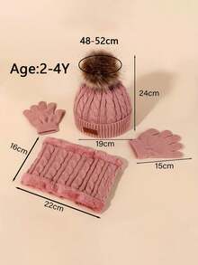 1 Set Kids Hat, Scarf, Gloves 3 Pieces Set, Autumn/Winter New Warm Baby Hat With Single Ball Decoration, Christmas - Multicolor - View 4
